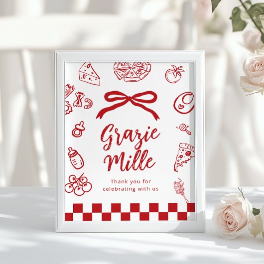 Grazie Mille Thank you for coming Whimsical Pizza ポスター