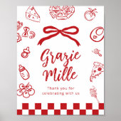 Grazie Mille Thank you for coming Whimsical Pizza ポスター (正面)