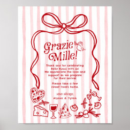 Grazie Mille Whimsical Italian Lemons Baby Shower ポスター