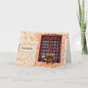 Grazie Thank you イタリアン Italy Flower Brick Window カード