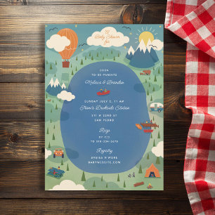 Great Adventure Outdoors Camping Baby Shower 招待状