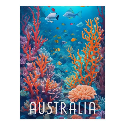 Great Barrier Reef Australia Travel Poster ポスター (正面)