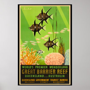 Great Barrier Reef Australia Vintage ポスター