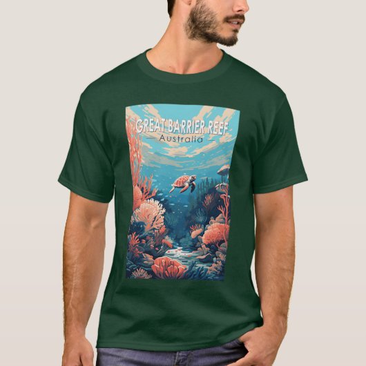 Great Barrier Reef Australiaravel Art Vintage frie Tシャツ (正面)