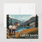 Great Basin Bighorn Sheep Vintage Art ポストカード (正面/裏面)