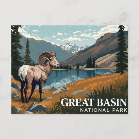 Great Basin Bighorn Sheep Vintage Art ポストカード (正面)