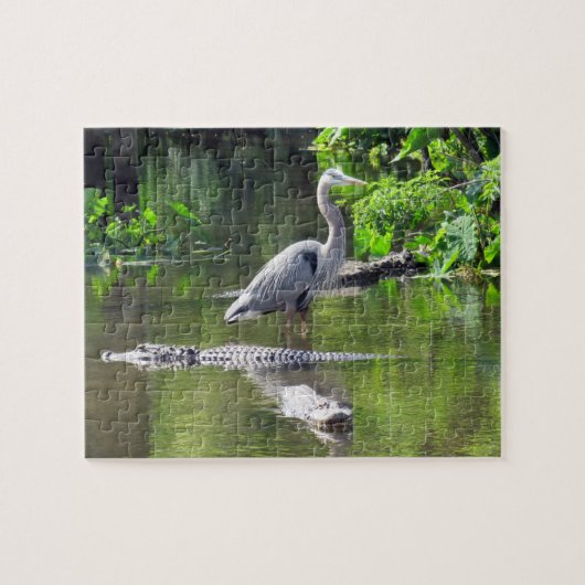 Great Blue Heron and Alligators Puzzle ジグソーパズル (横)