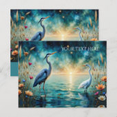 Great blue Heron and Egret flowers water ポストカード (正面/裏面)