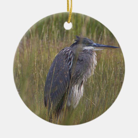 Great Blue Heron Bird Ornament セラミックオーナメント (正面)