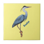 Great blue heron cartoon illustration  タイル (正面)