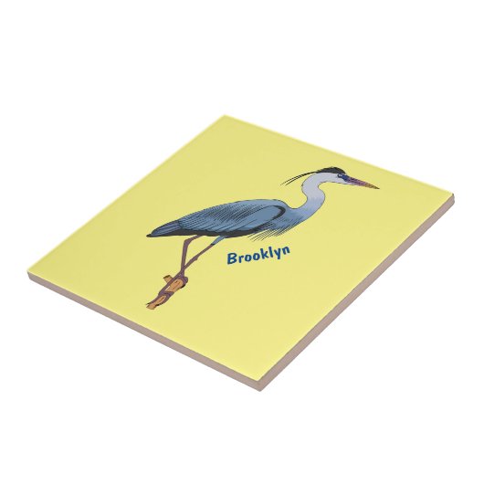 Great blue heron cartoon illustration  タイル (側面)