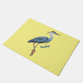 Great blue heron cartoon illustration ドアマット (アングル)