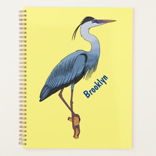 Great blue heron cartoon illustration プランナー手帳 (正面)