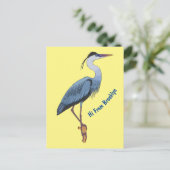 Great blue heron cartoon illustration  ポストカード (スタンド正面)