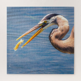Great Blue Heron Catching Prey Wildlife Art Print ジグソーパズル