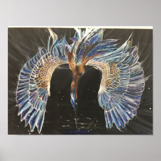 Great Blue Heron Fishing ポスター