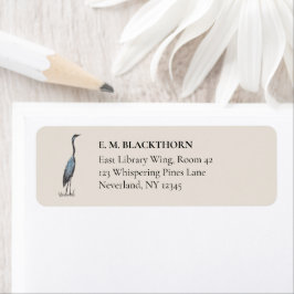 Great Blue Heron Hand-Drawn Victorian Address ラベル