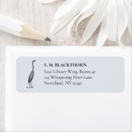 Great Blue Heron Hand-Drawn Victorian Address ラベル