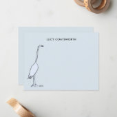Great Blue Heron Monogram Marsh Bird Art Sky Blue ノートカード (正面/裏面インサイチュ)