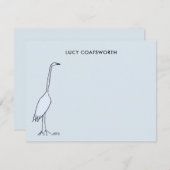 Great Blue Heron Monogram Marsh Bird Art Sky Blue ノートカード (正面/裏面)