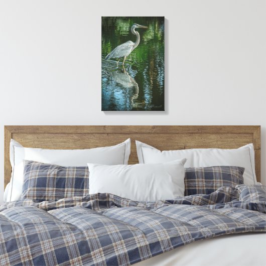 "Great Blue Heron" Stretched Canvas Print キャンバスプリント (インサイチュ (寝室))