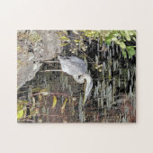 Great Blue Heron Stretched Canvas Print ジグソーパズル (横)