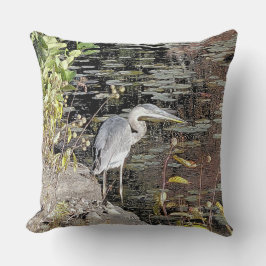 Great Blue Heron Throw Pillow クッション