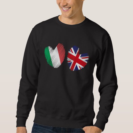 Great Britain Italy Heart UK Flag Italian Flag Gru スウェットシャツ (正面)