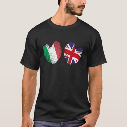 Great Britain Italy Heart UK Flag Italian Flag Gru Tシャツ (正面)