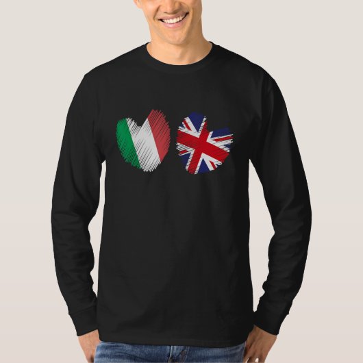 Great Britain Italy Heart UK Flag Italian Flag Gru Tシャツ (正面)