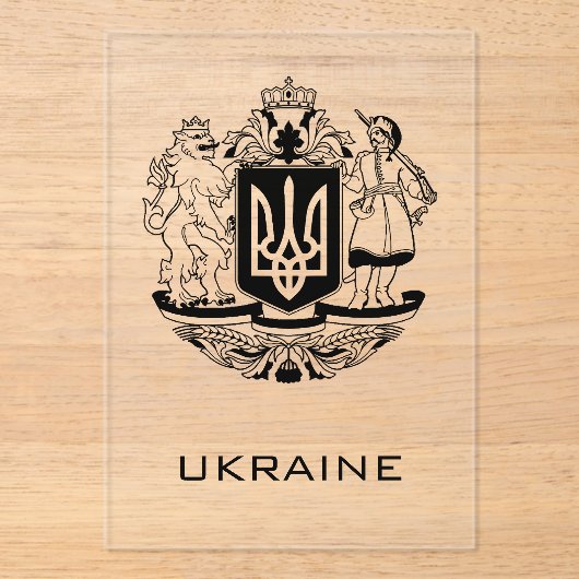 Great Coat of Arms of Ukraine Monochrome Fine Art アクリル招待状 (正面)