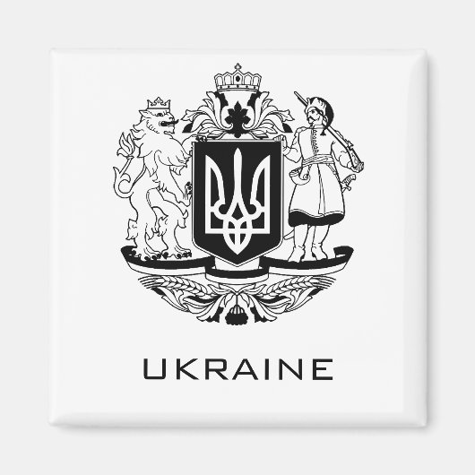 Great Coat of Arms of Ukraine Monochrome Fine Art マグネット (正面)