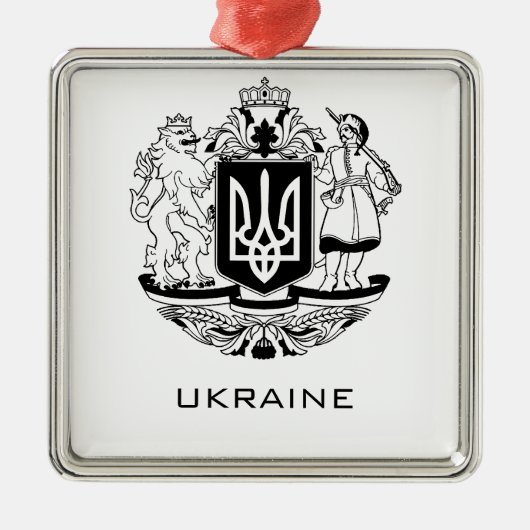 Great Coat of Arms of Ukraine Monochrome Fine Art メタルオーナメント (正面)