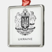 Great Coat of Arms of Ukraine Monochrome Fine Art メタルオーナメント (左)