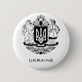 Great Coat of Arms of Ukraine Monochrome Fine Art 缶バッジ