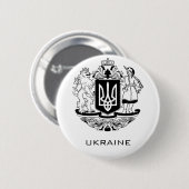 Great Coat of Arms of Ukraine Monochrome Fine Art 缶バッジ (正面&裏面)