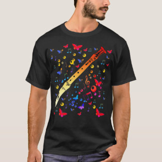 Great Colored Flute Motif Gift Musical Instrument  Tシャツ