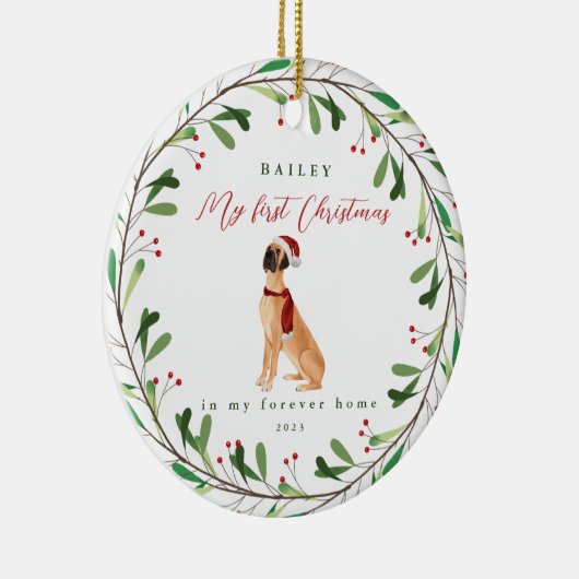 Great Daneという名前の私の初めてのクリスマス セラミックオーナメント (右)