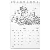 Great Dane 18-Month Coloring Personalized カレンダー (3月 2027)