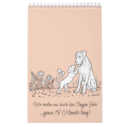 Great Dane 18-Month Coloring Personalized カレンダー (カバー)