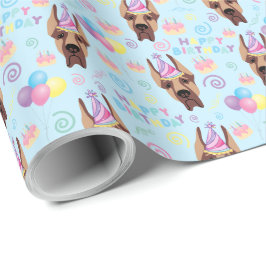 Great Dane Birthday Gift Wrapping Paper Blue ラッピングペーパー
