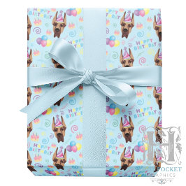 Great Dane Birthday Gift Wrapping Paper Blue ラッピングペーパー