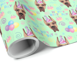Great Dane Birthday Gift Wrapping Paper Green ラッピングペーパー