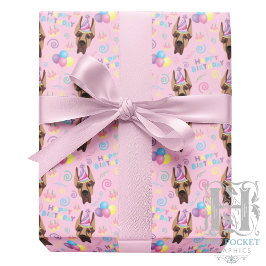 Great Dane Birthday Gift Wrapping Paper Pink ラッピングペーパー
