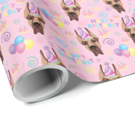 Great Dane Birthday Gift Wrapping Paper Pink ラッピングペーパー