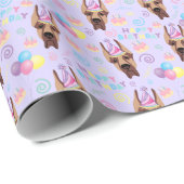 Great Dane Birthday Gift Wrapping Paper Purple ラッピングペーパー (ロールコーナー)