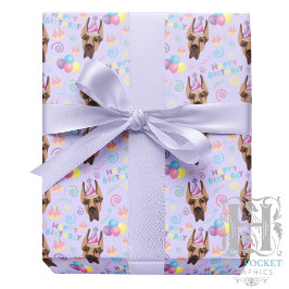 Great Dane Birthday Gift Wrapping Paper Purple ラッピングペーパー