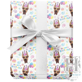 Great Dane Birthday Gift Wrapping Paper White ラッピングペーパー