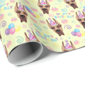 Great Dane Birthday Gift Wrapping Paper Yellow ラッピングペーパー (ロールコーナー)