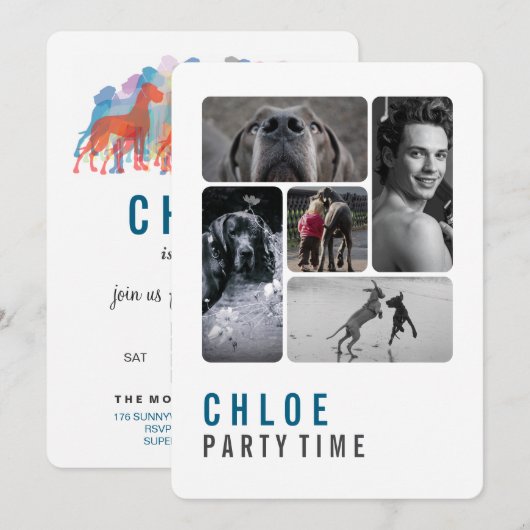 Great Dane Birthday Invitation 招待状 (正面/裏面)